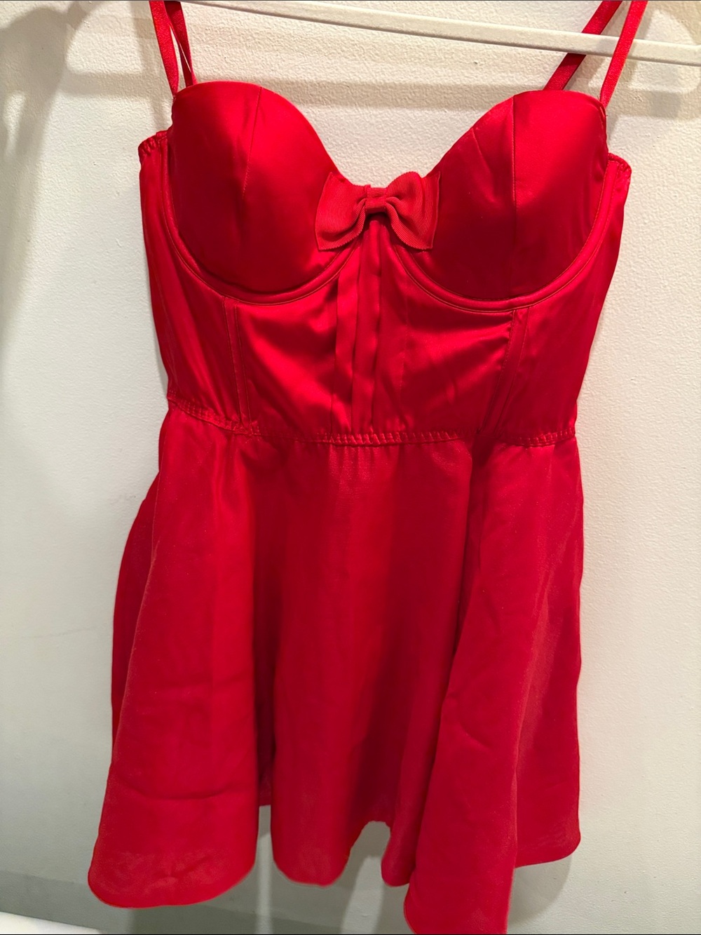 Victoria's Secret Red Satin Bustier Dress with Bow